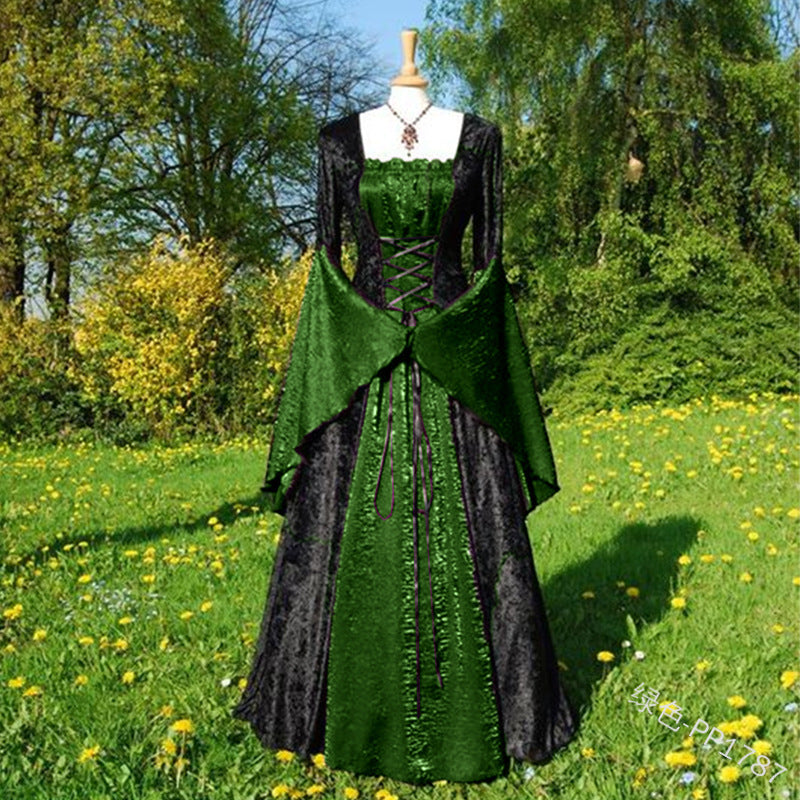 Women's Medieval Retro Court Party Long Stage Dress