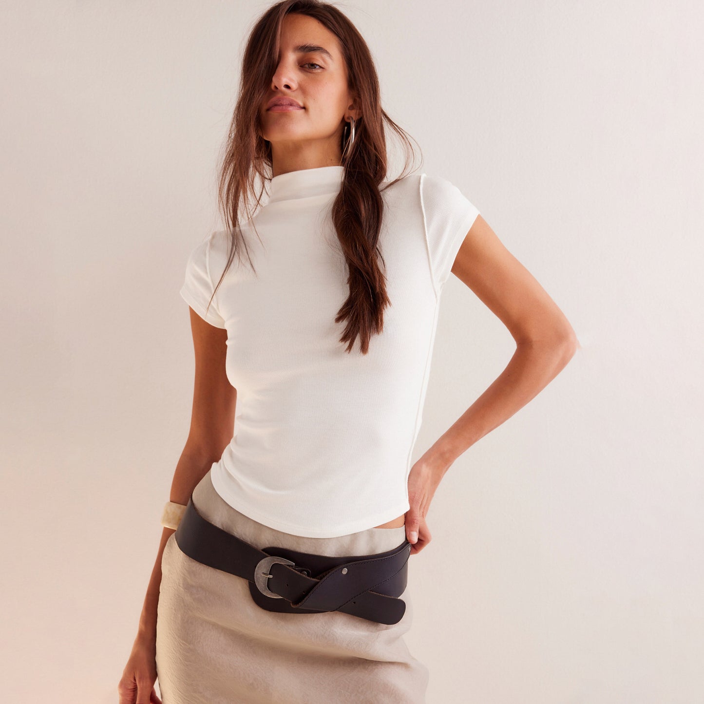 Solid Color Fashion Elegant Half Turtleneck Blouses