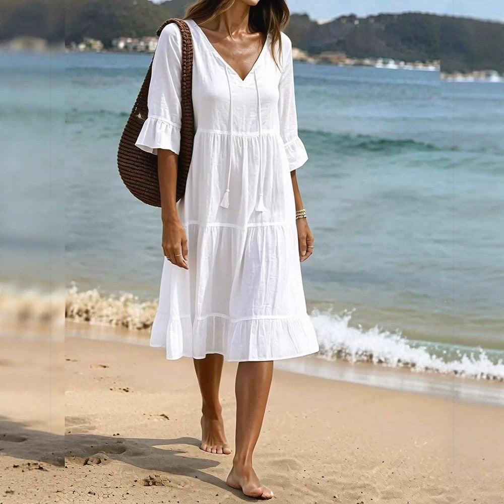 Women's Autumn Layered Fashion Loose Vacation Dress