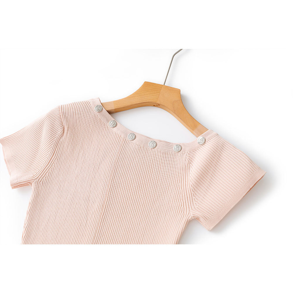 Shoulder Button Knitted Dignified Sense Of Design Irregular Dresses