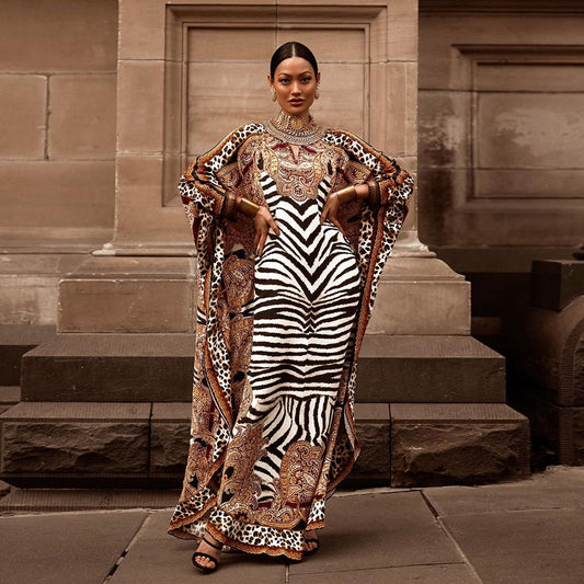 Women's Elegant Positioning Printed Long Loose Robe Dress