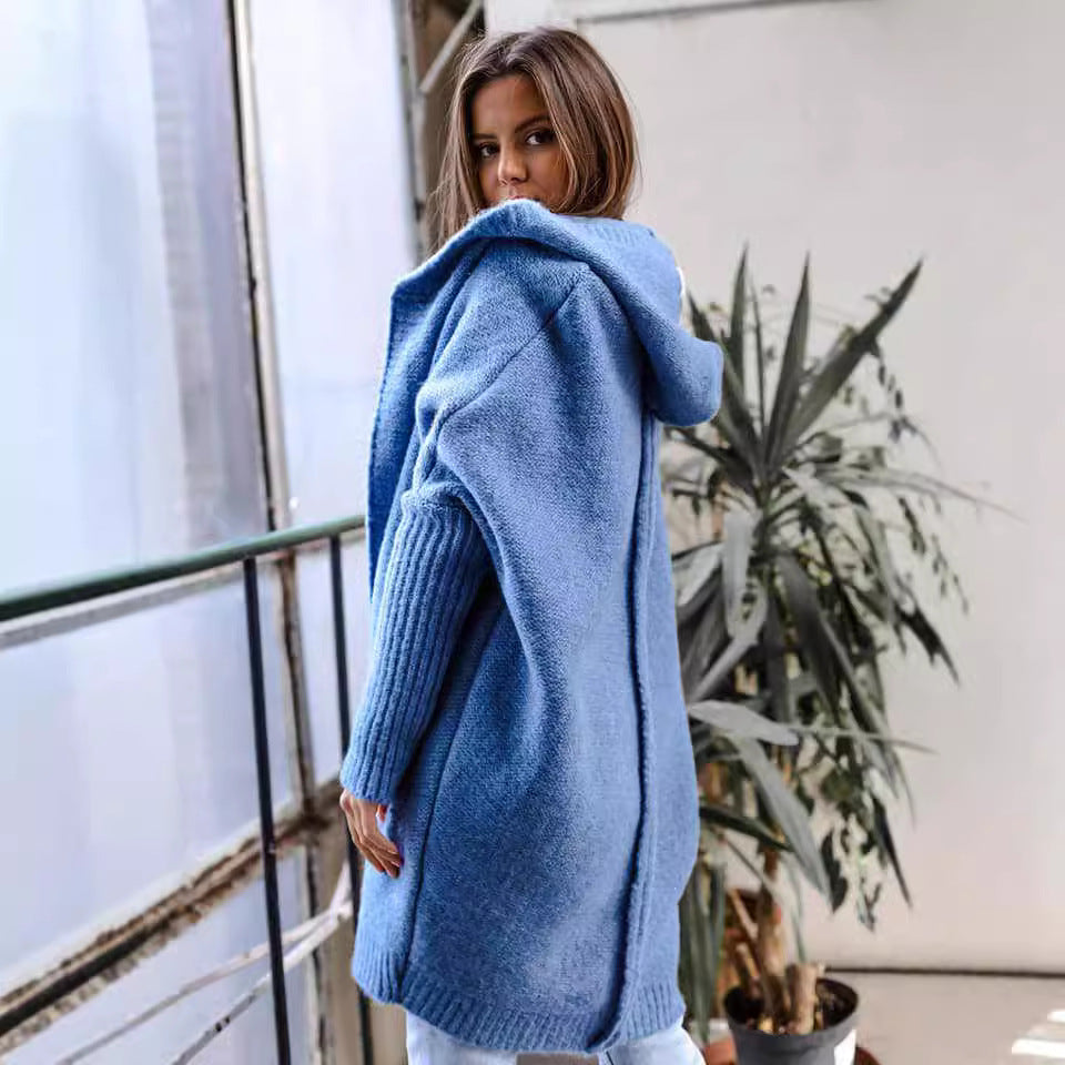 Hooded Hat Collar Temperament Commute Stitching Knitwear