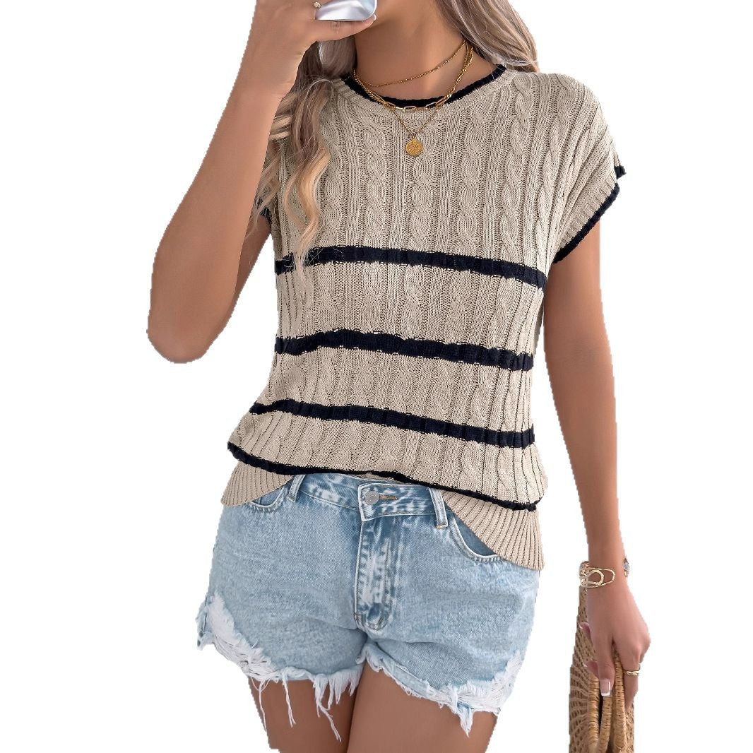 Women's Striped Twist Casual Loose Holiday Tops