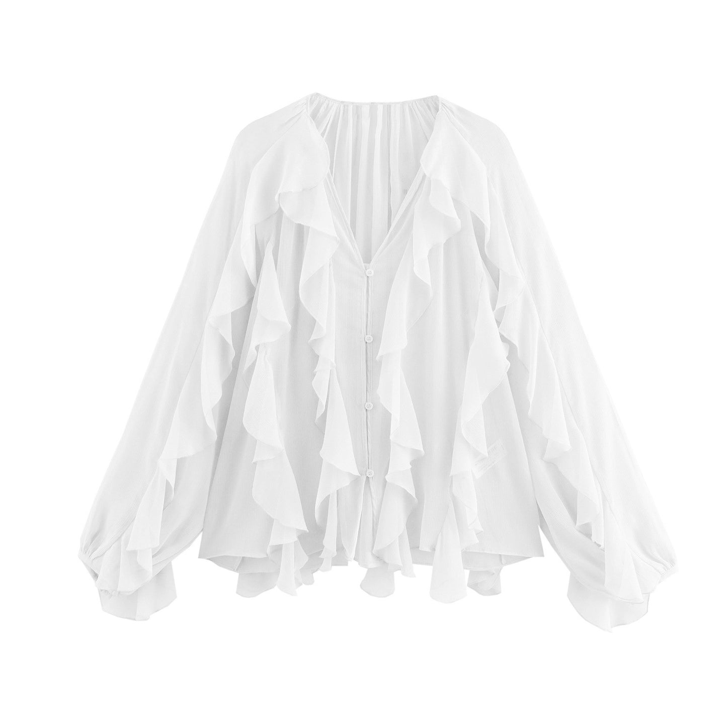 Charming Spring Series Laminated Decoration Shirt Blouses