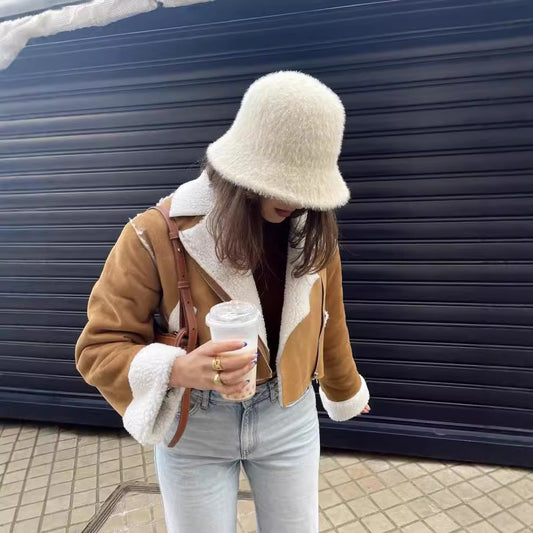 Women's Retro Suede Fashion Hot Lamb Wool All-in-one Coats