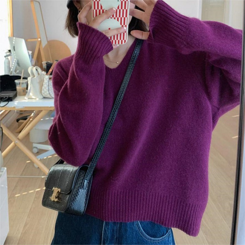 Style Solid Color Basic Soft Glutinous Sweaters