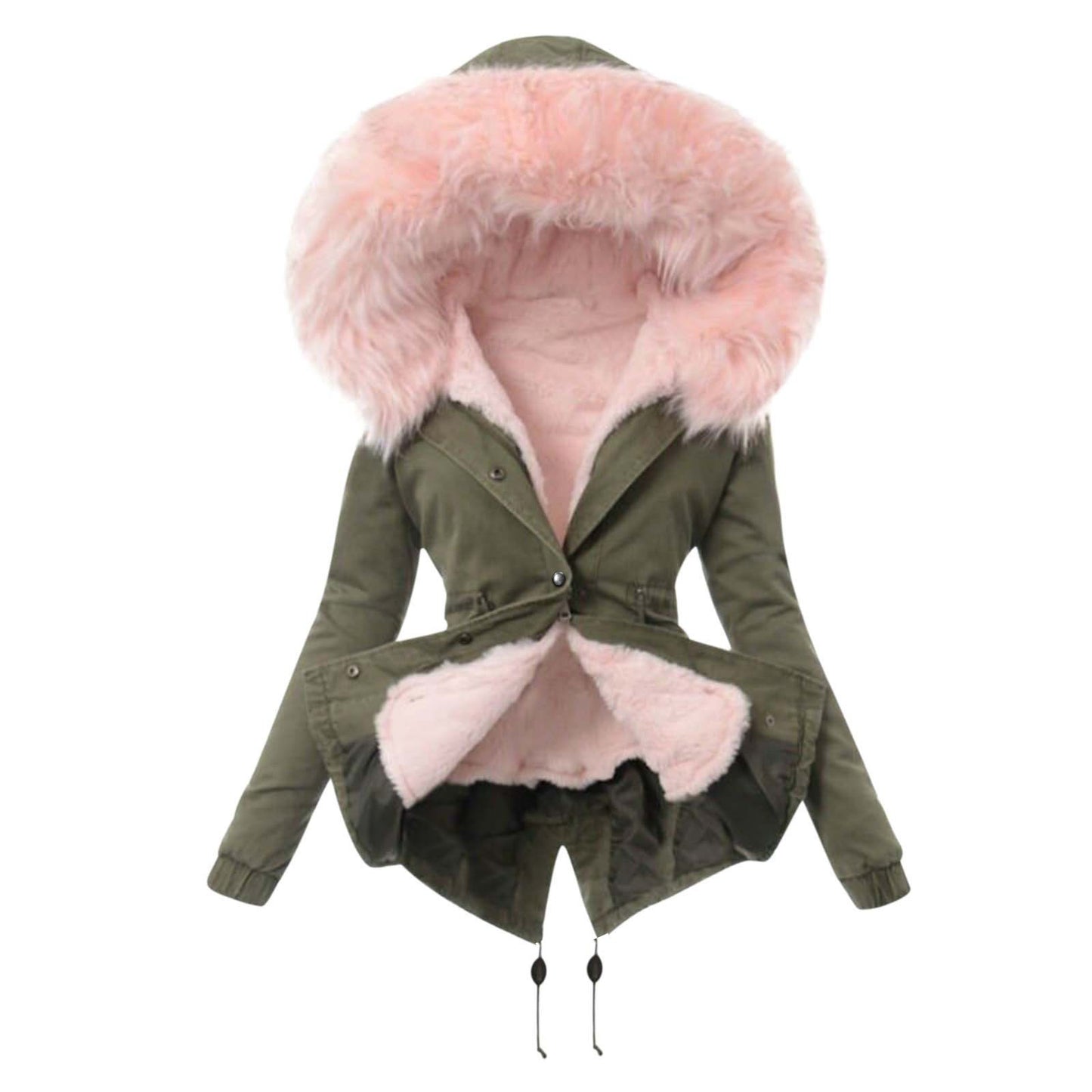 Women's Winter Warm Fur Collar Zipper Hooded Coats