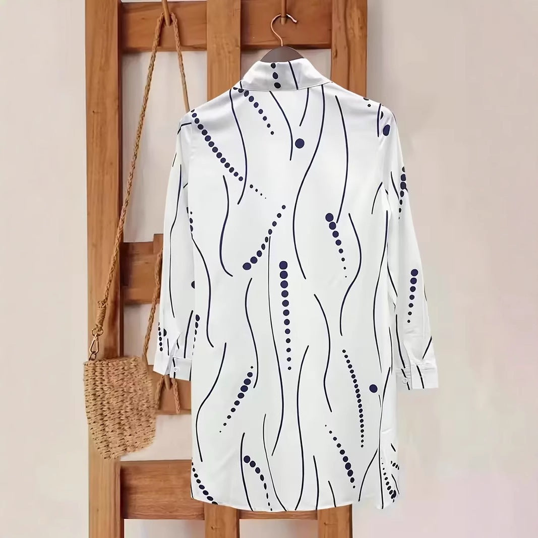 Women's Print Shirt Casual Polka Dot Elegant Dress