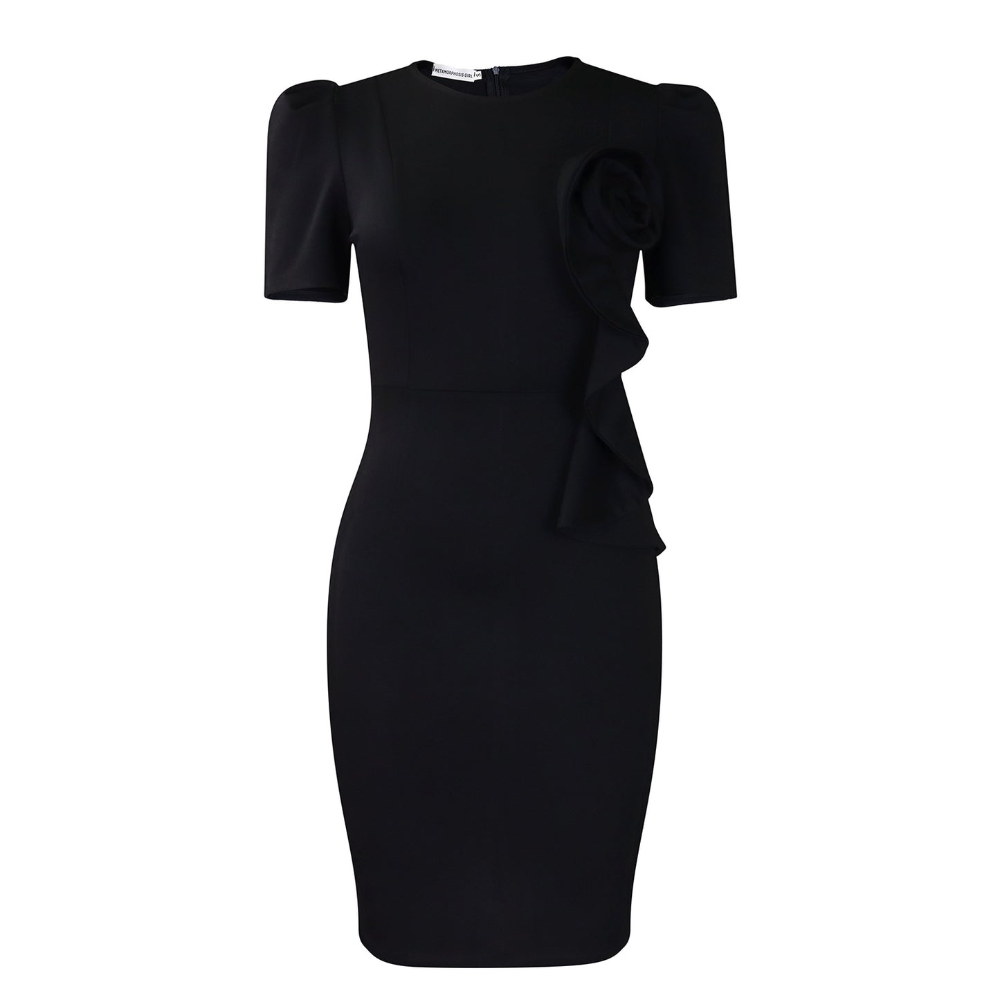 Women's Fashion Elegant Sheath Ol Ruffles Solid Color Sleeve Dress