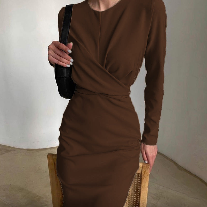 Women's Long Sleeve Autumn French Retro Slim Fit Slimming Dress