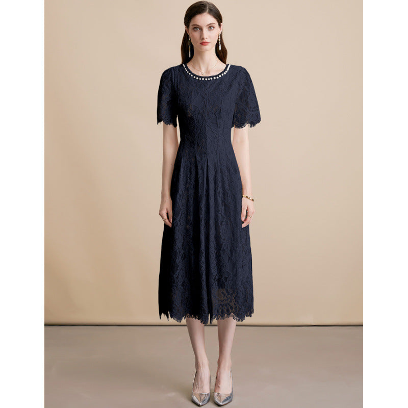Women's Summer Rhinestone Round Neck Sleeve High-grade Dresses