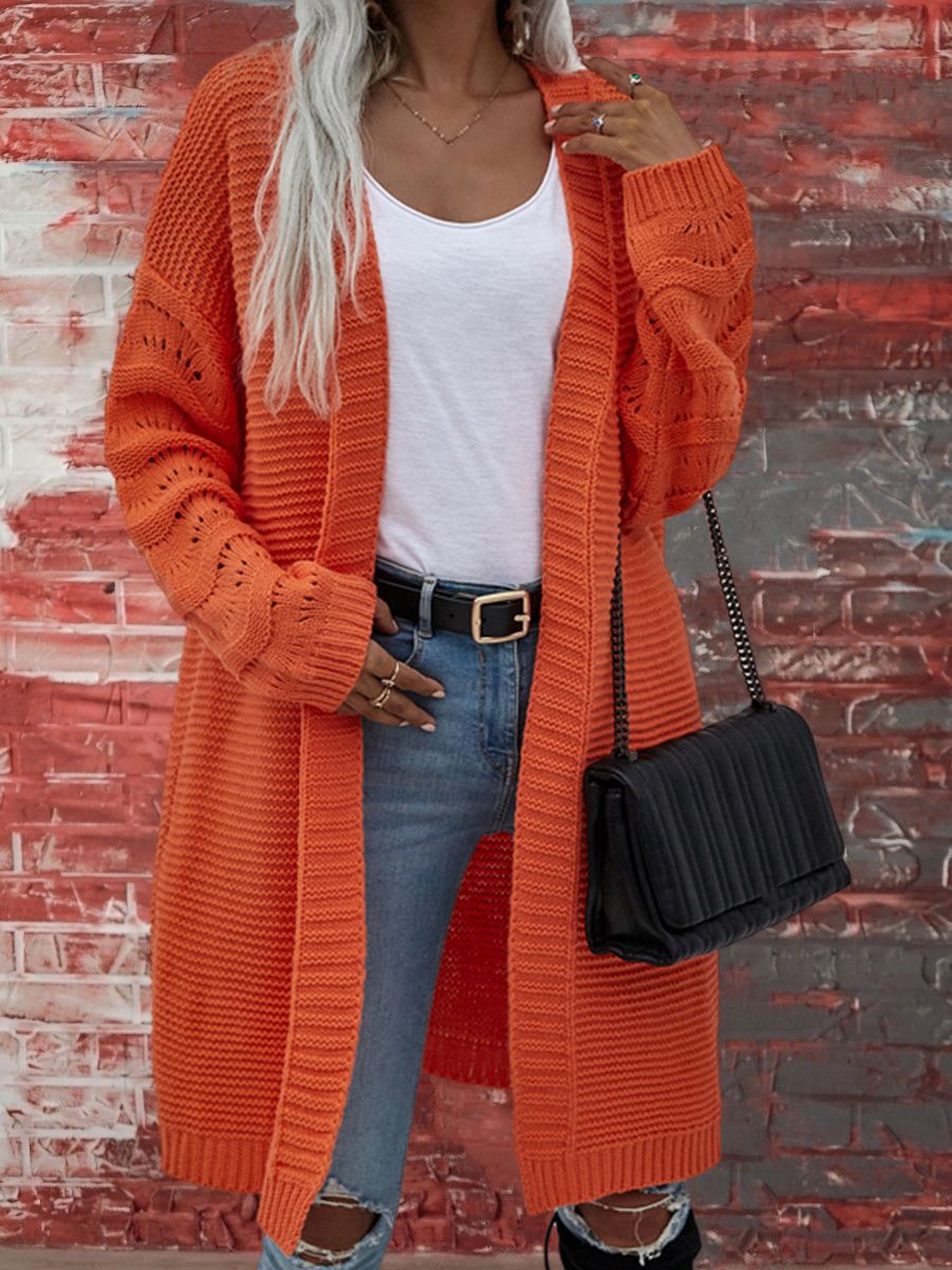Women's Long Solid Color Knitted Mid-length Sweater