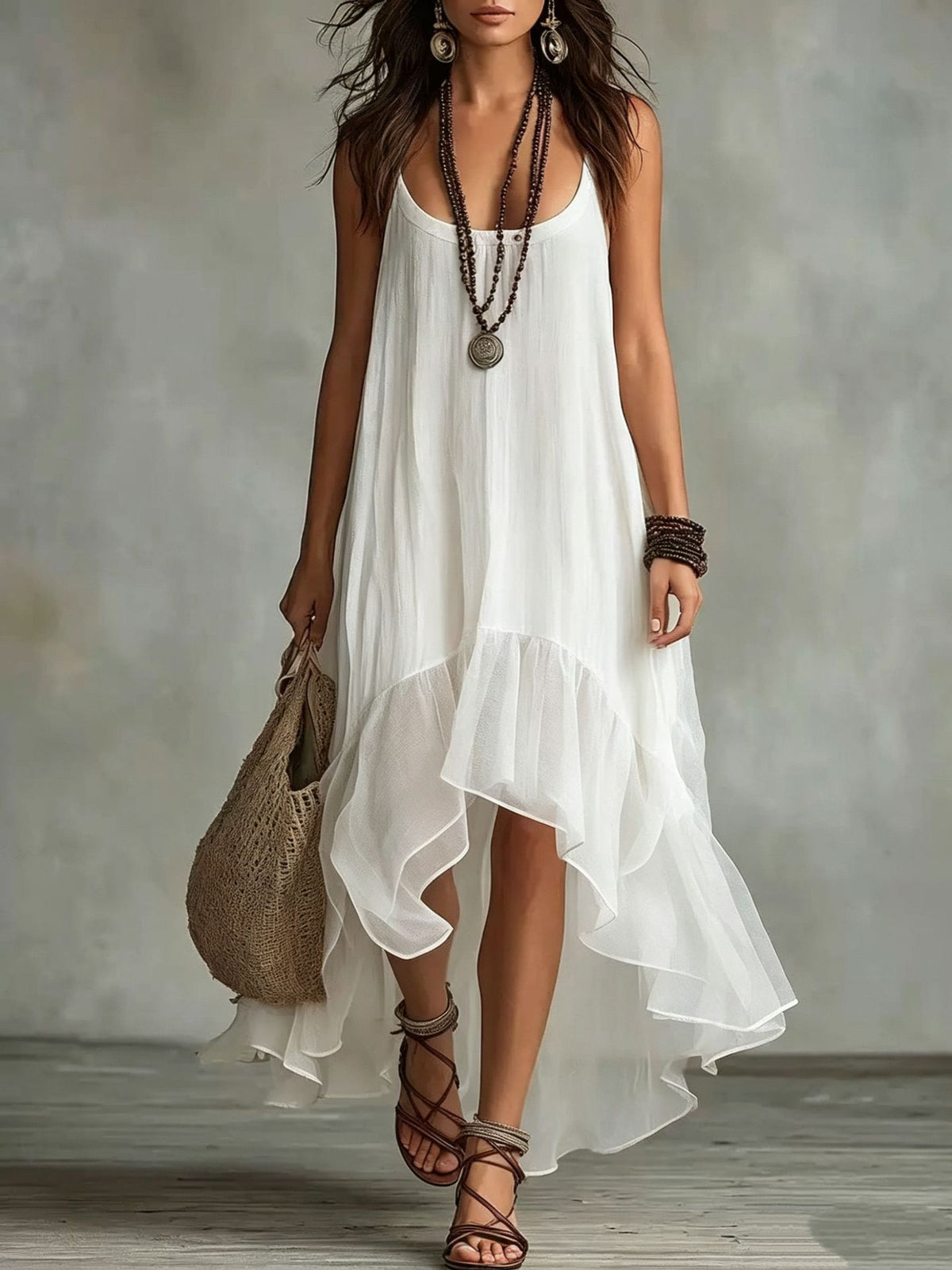 Women's Lazy Relaxed Bohemian Vacation Solid Color Dress