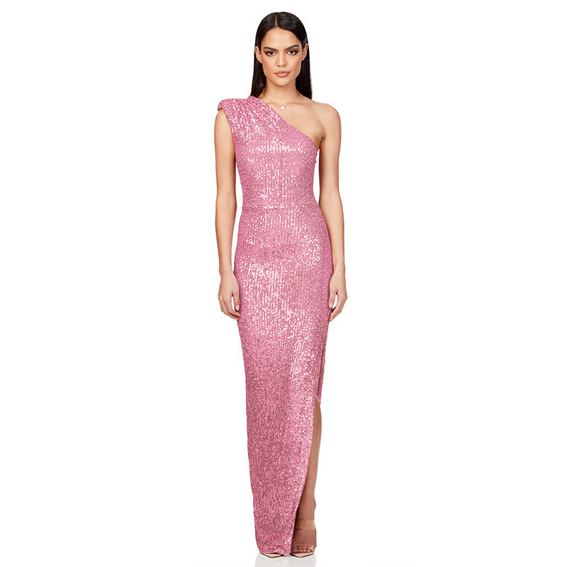 Women's Dress Summer Sleeveless Split Sequined Temperament Dresses