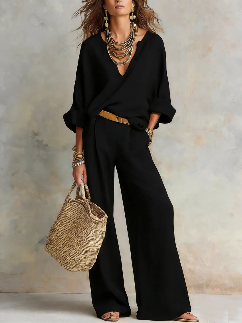 Versatile Natural Linen Loose Vacation Two-piece Fashion Casual Suit