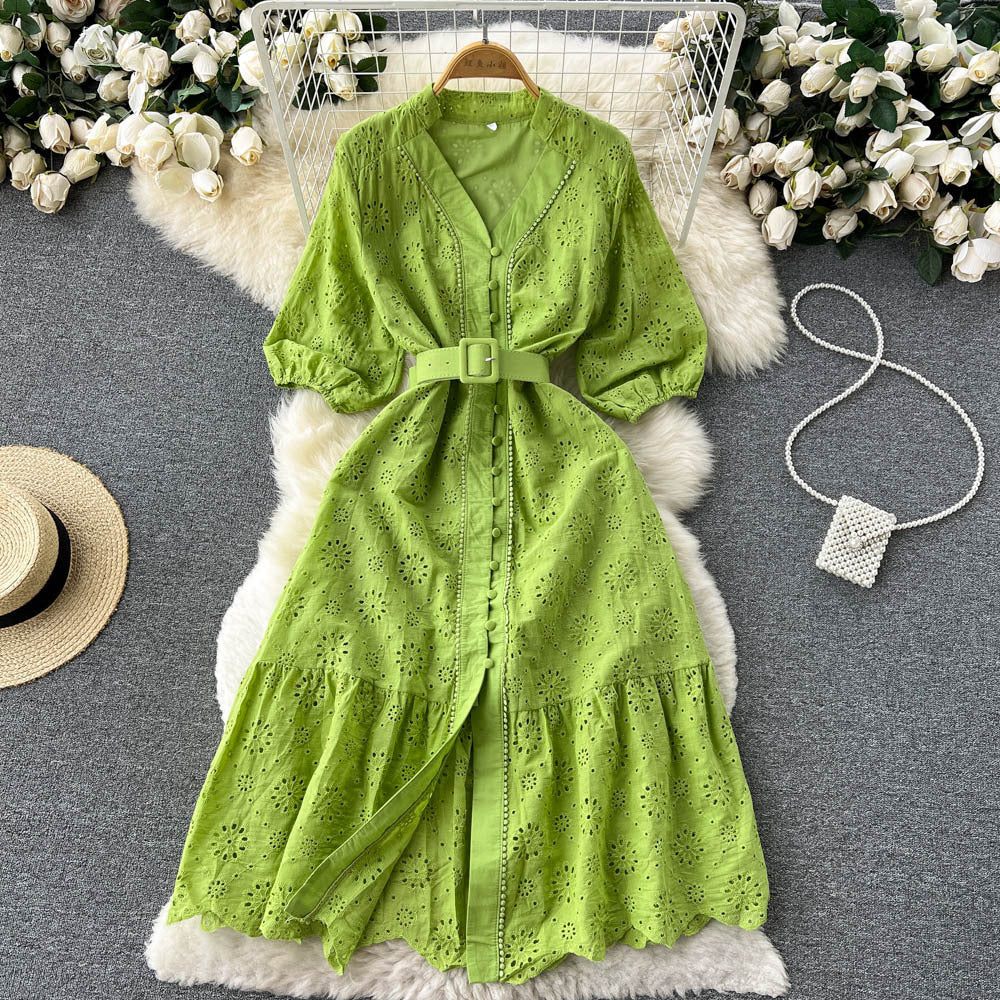 Women's Dress Loose Embroidered Lightly Mature Tight Waist Slimming Dresses