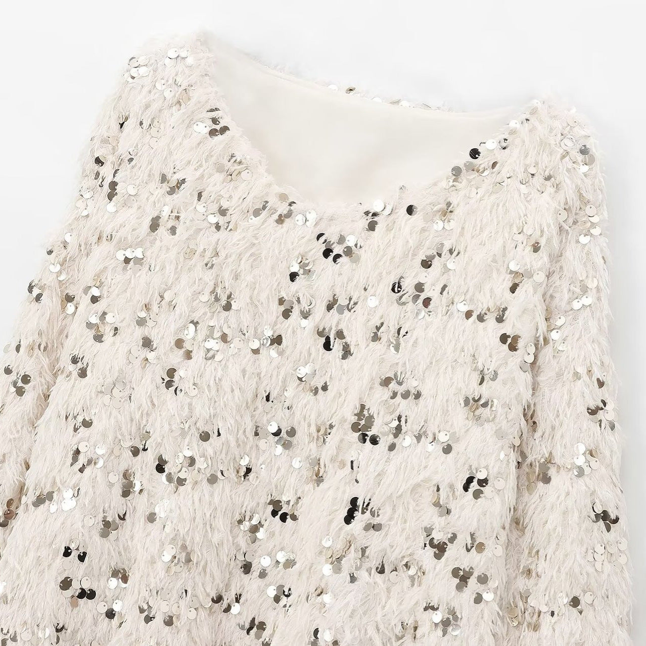Women's Spring Sexy Sequined Feather Pullover Sweaters