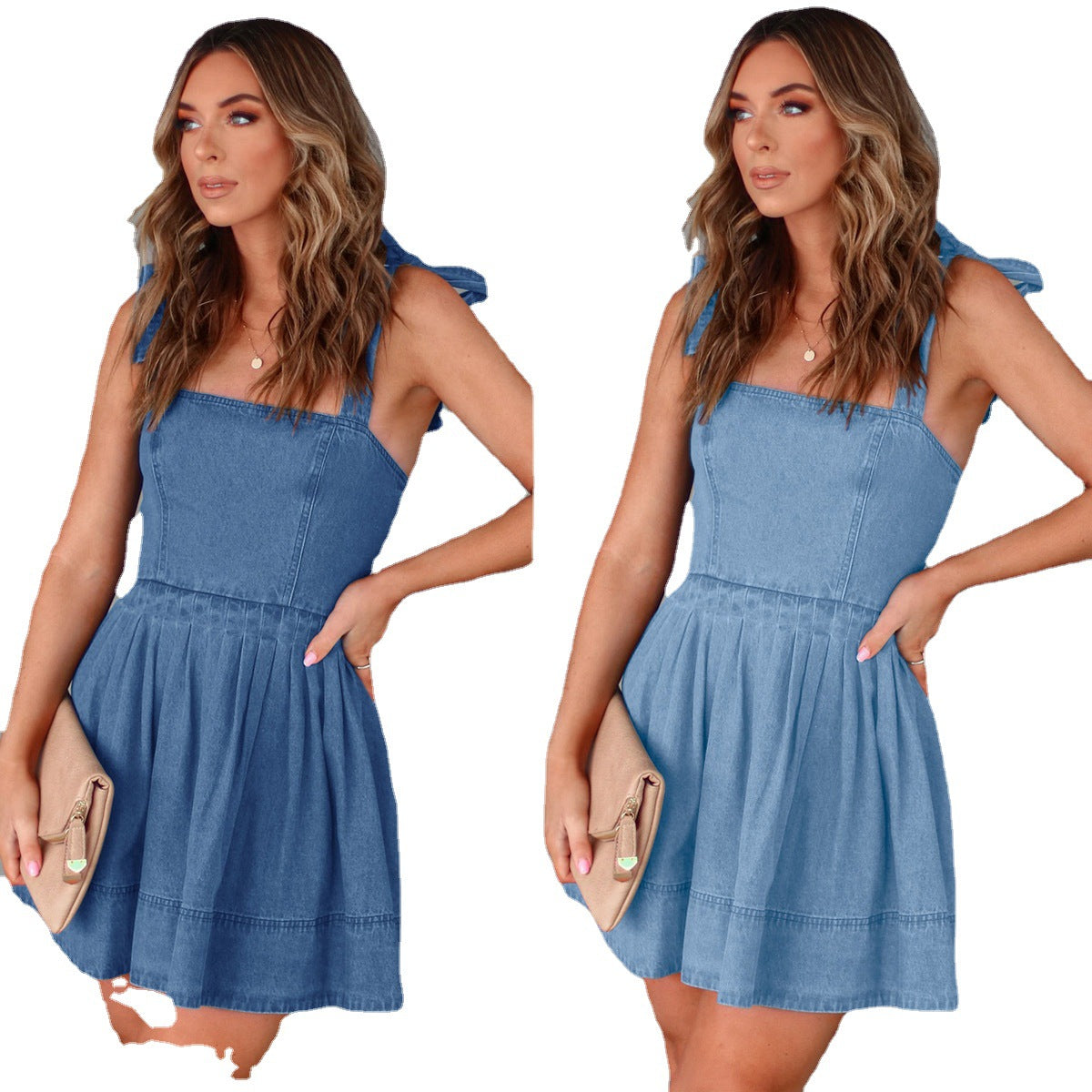 Women's Temperament Commute Fashion Suspenders Denim Dress Dresses