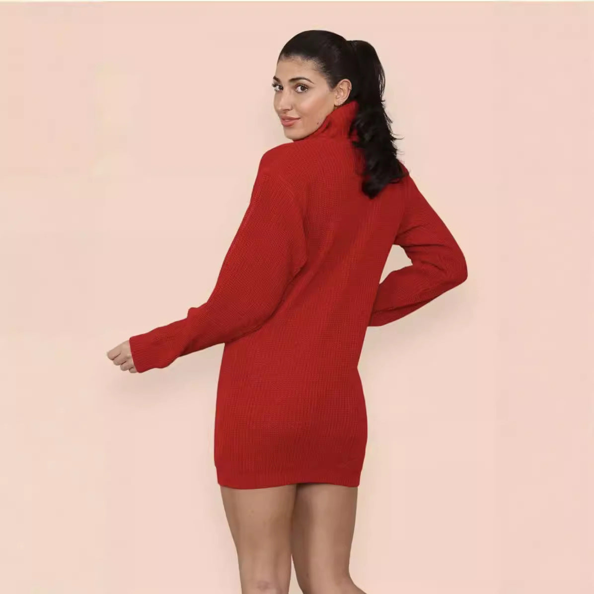 Casual Elegant Women's Lapel Mid-length Dress Women's Sweater
