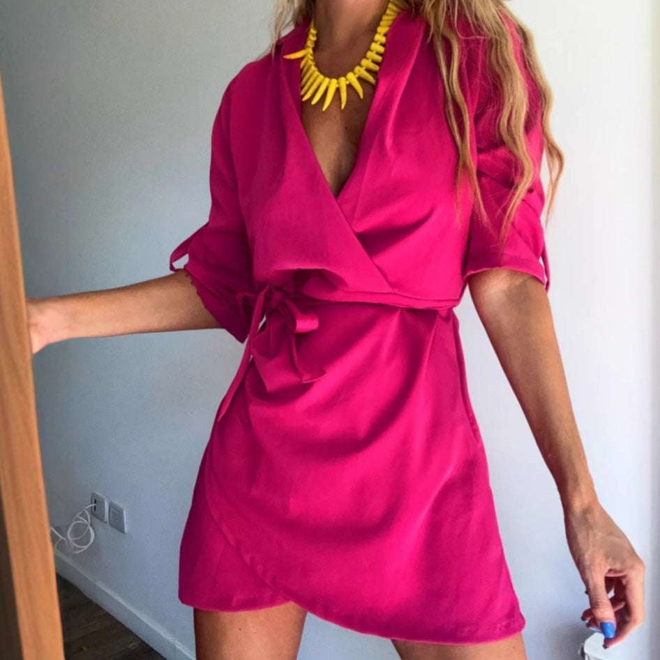 Popular Slouchy Comfortable Durable Women's Lapel Dress