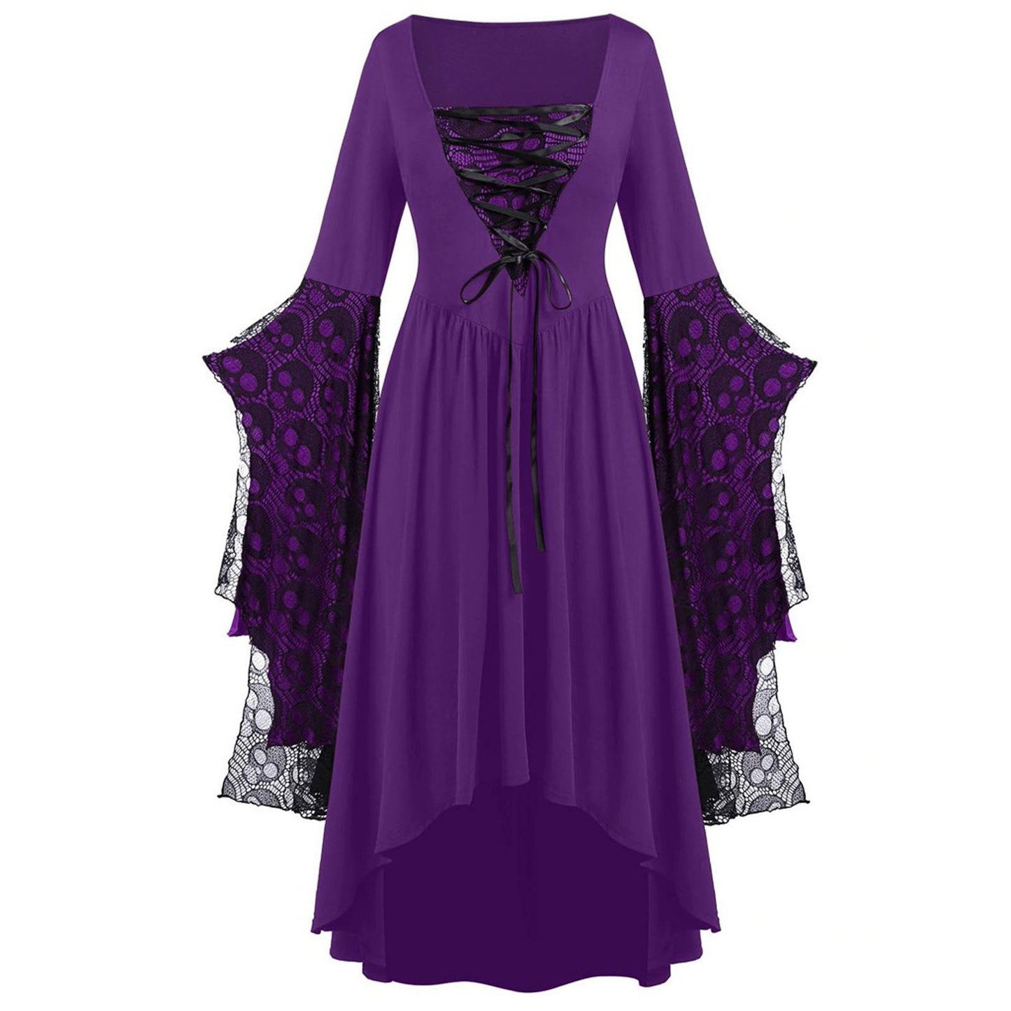 Women's Halloween With Skull Lace Tied Dress