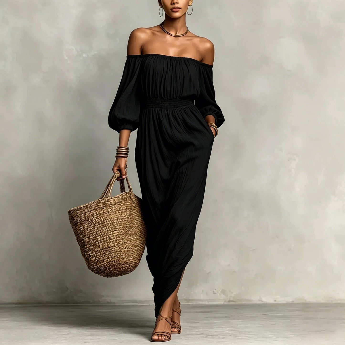 Women's Smocking Solid Color Holiday Casual For Dress