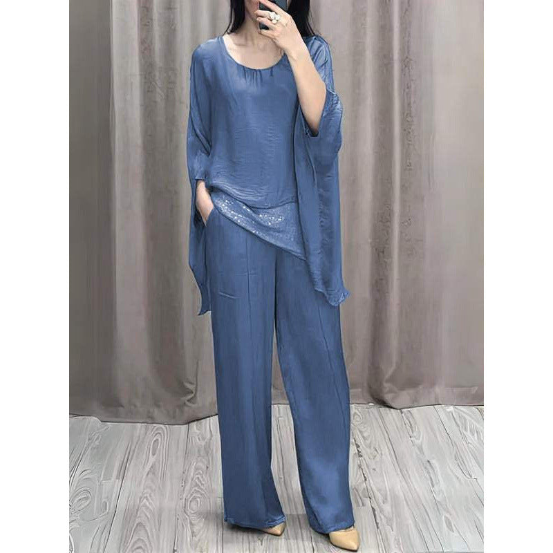 Graceful Fashion Shoulder Short-sleeved Trousers Casual Suits