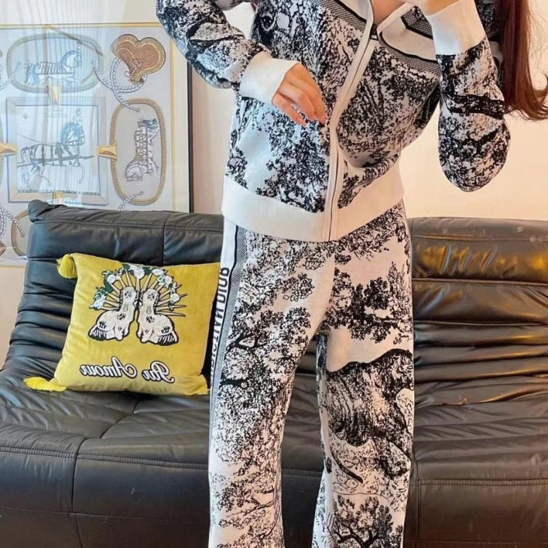 Spring Fashion Animal Pattern Hooded Casual Suits