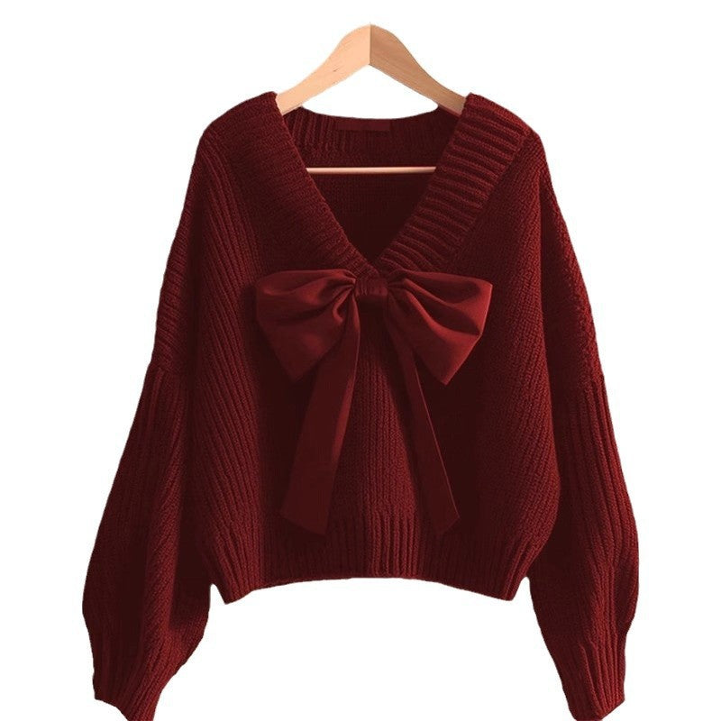 Creative Women's Bow Knitted Idle Style Women's Sweater