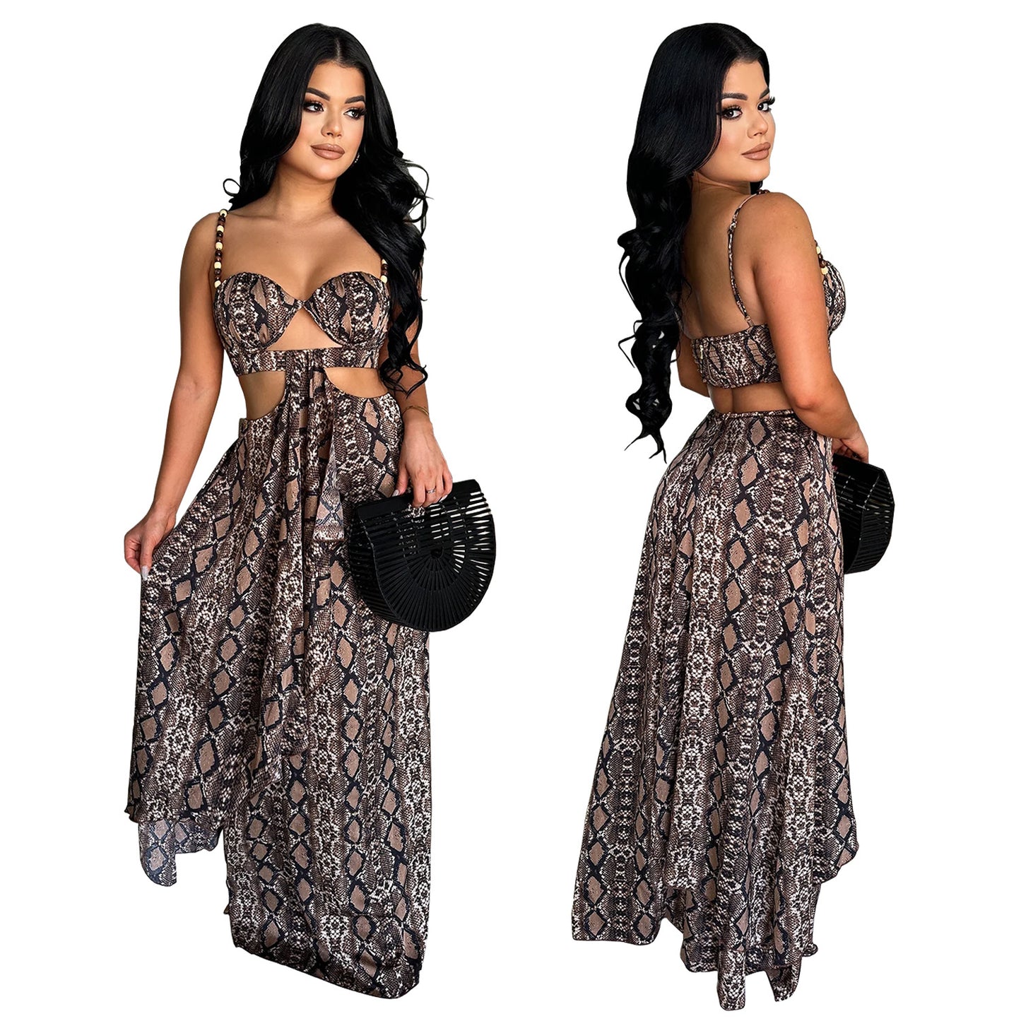 Women's Fashion Wear Sexy Print Snake Suspender Dresses