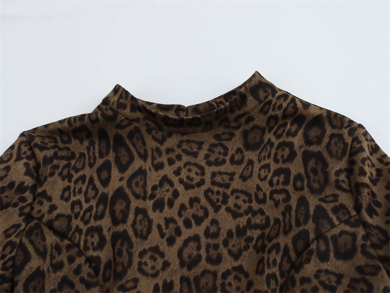 Women's Winter Dress Lightly Mature Leopard Print Dresses