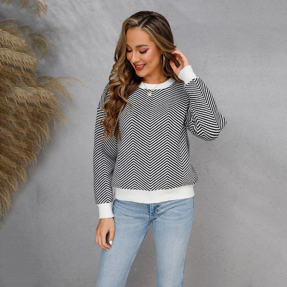 Women's Spring Pullover Solid Color Round Neck Sweater