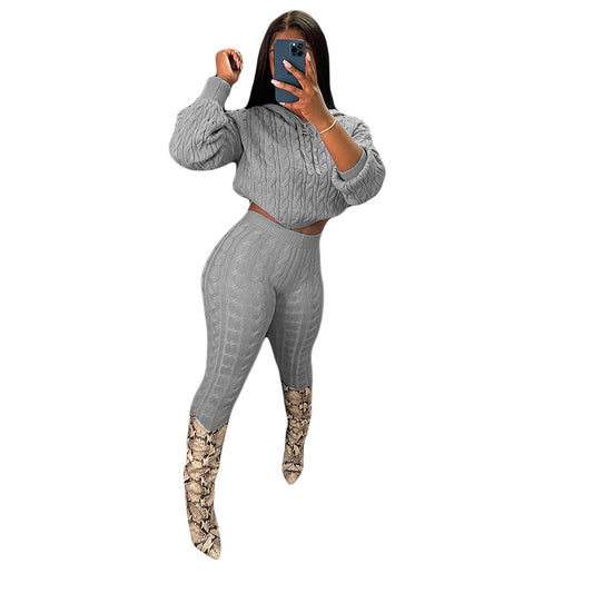Women's Slouchy Solid Color Set Two-piece Suits