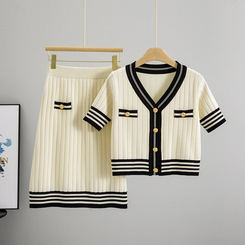 Women's Elegant High-grade Slimming Striped Knitted A- Fashion Casual Suit