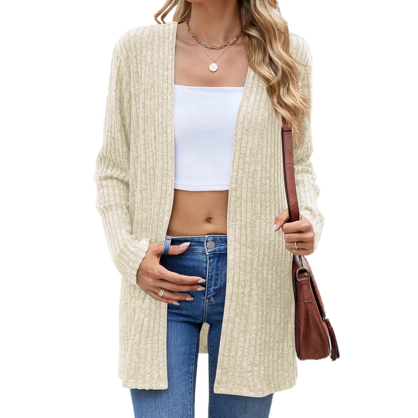 Long Sleeve Loose Sunken Stripe Sanding Women's Sweater