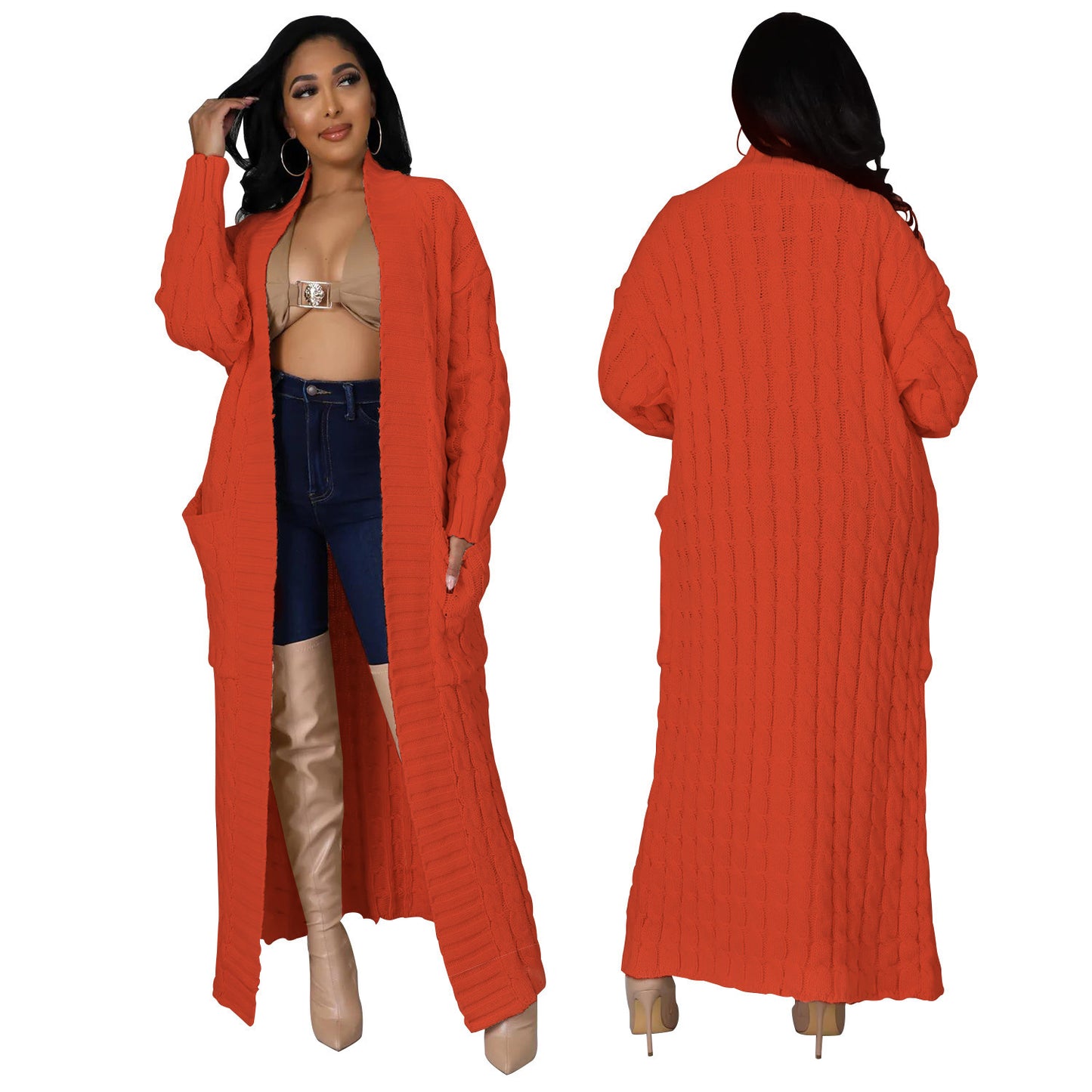 Women's Fashion Casual Long-sleeved Long Solid Color Sweaters