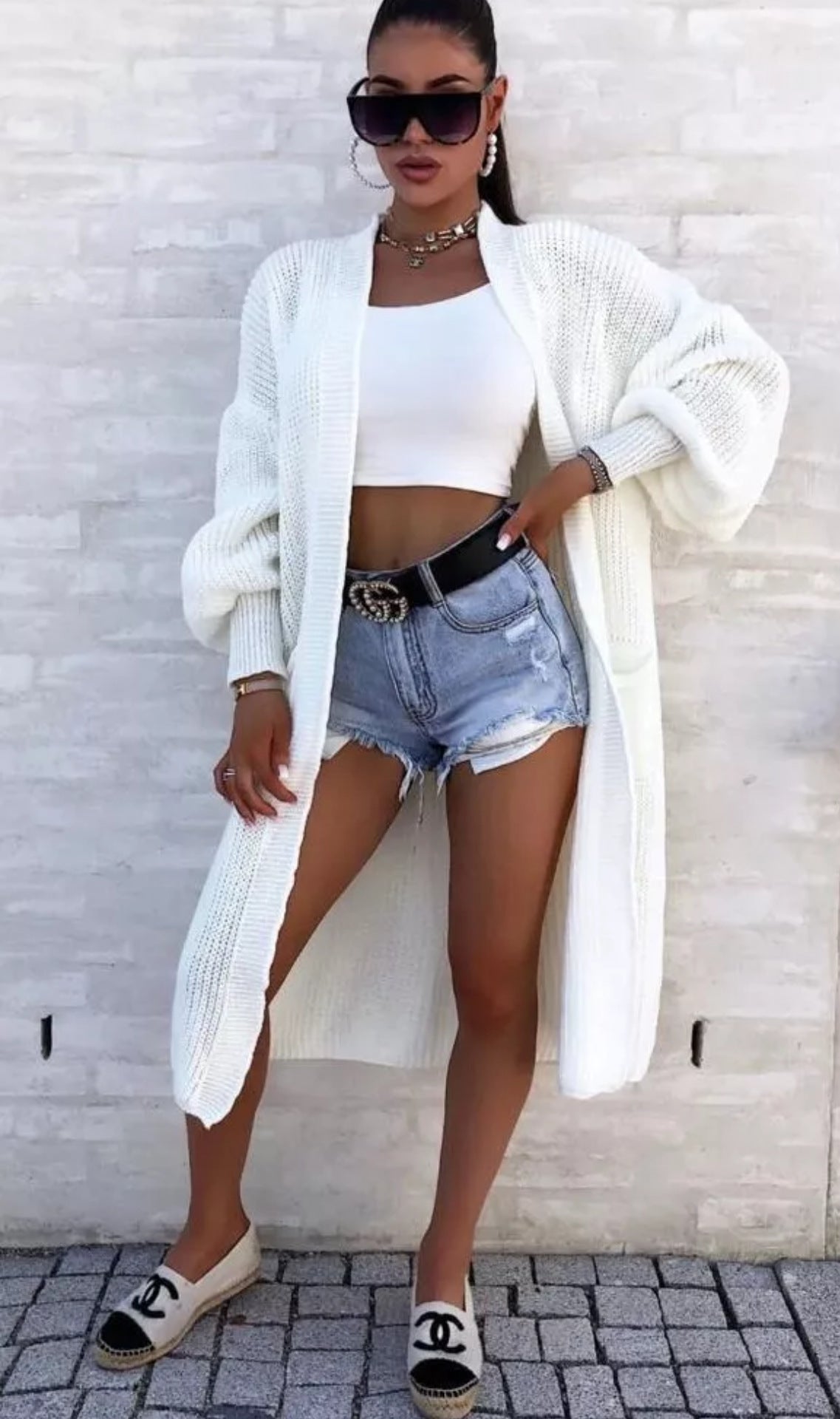 Women's Solid Color Long Pocket Thick Needle Knitwear