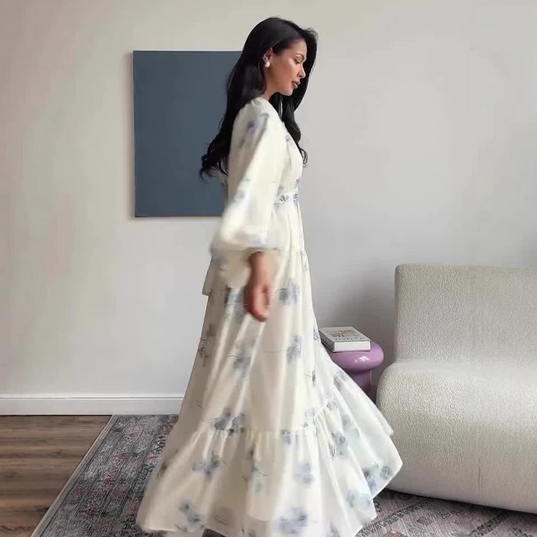 Printed Fairy Intellectual Style Long Sleeve Dresses