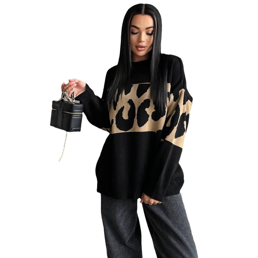 Women's Color Idle Style Round Neck Loose Sweaters