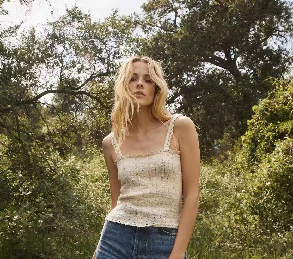 Women's French Gentle Retro Hook Flower Knitted Camisole Vests