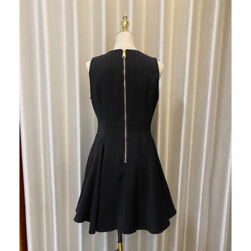 Women's Sleeveless Double Breasted Dress For Design Halter High Dresses