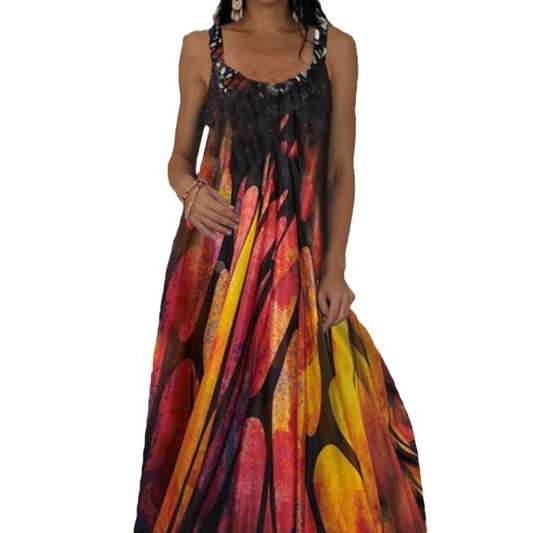 Summer Printed Dress Bohemian Strap Mop Dresses