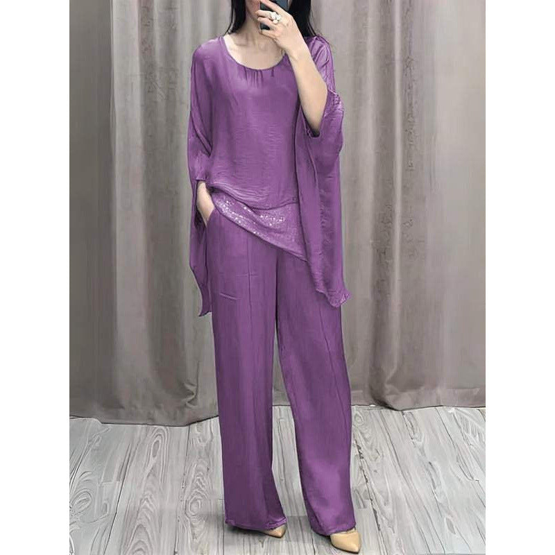 Graceful Fashion Shoulder Short-sleeved Trousers Casual Suits