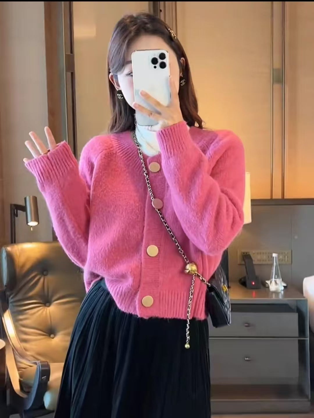 Women's Loose Slimming Soft Glutinous Knitted Single-breasted Solid Tops
