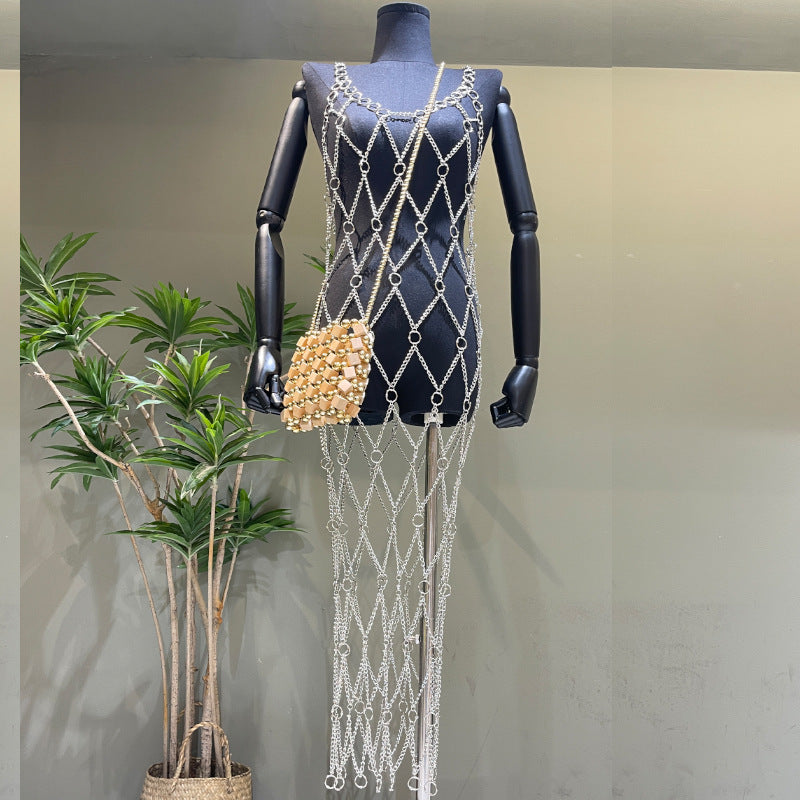 Fashion Chain Strap Body Chains Outer Wear Overclothes Handmade Nightclub Dress
