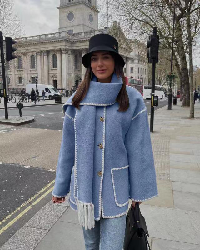 Women's Fashion Woolen Thick Loose With Scarf Sweaters