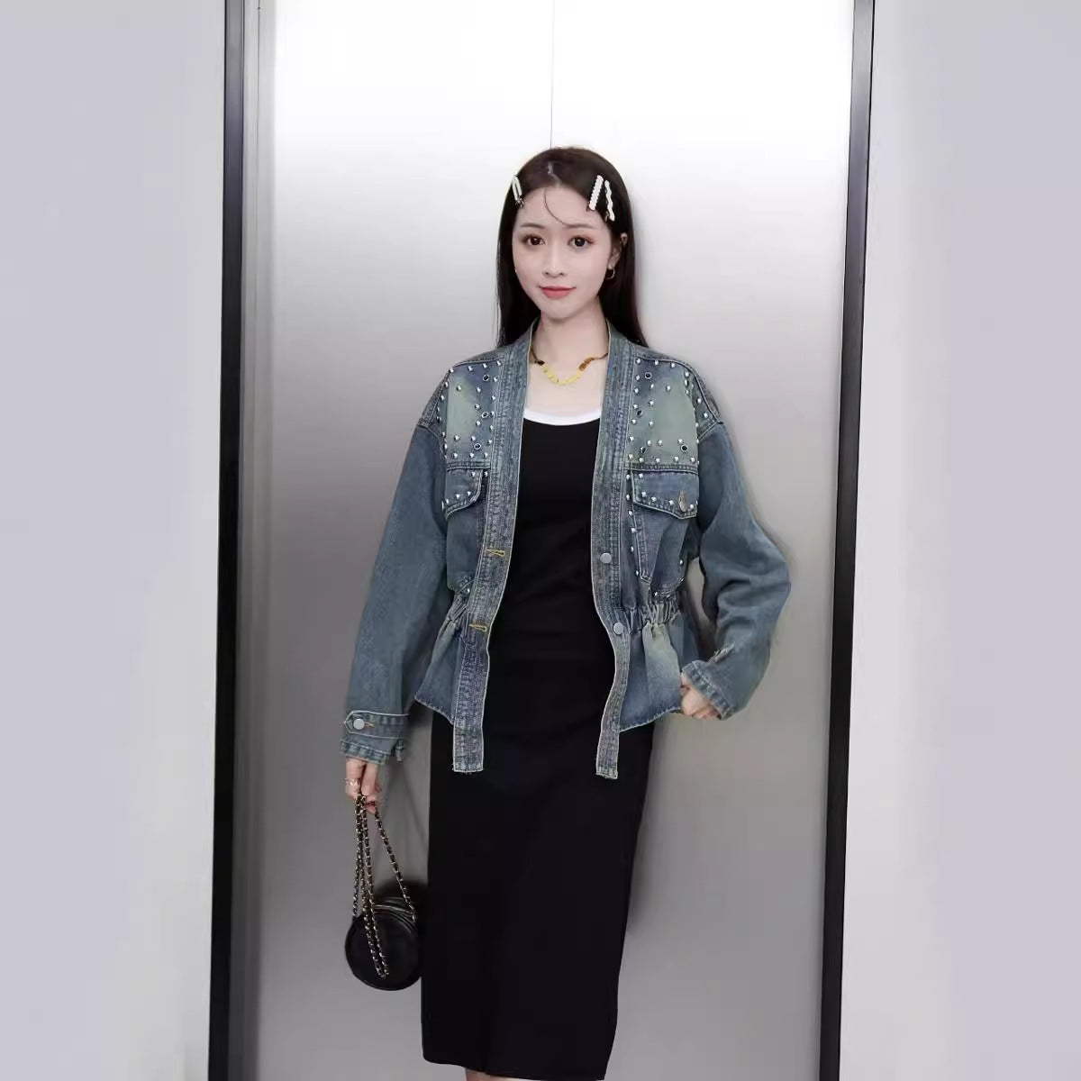 Women's Early Beaded Korean Style Tight Waist Jackets