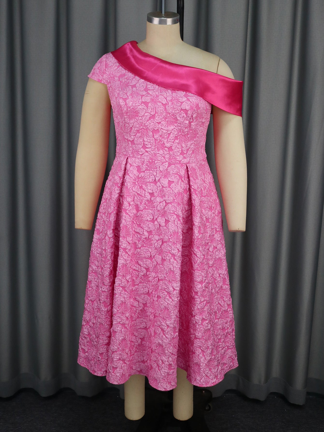 Jacquard Dress Party Banquet Diagonal Collar Dresses