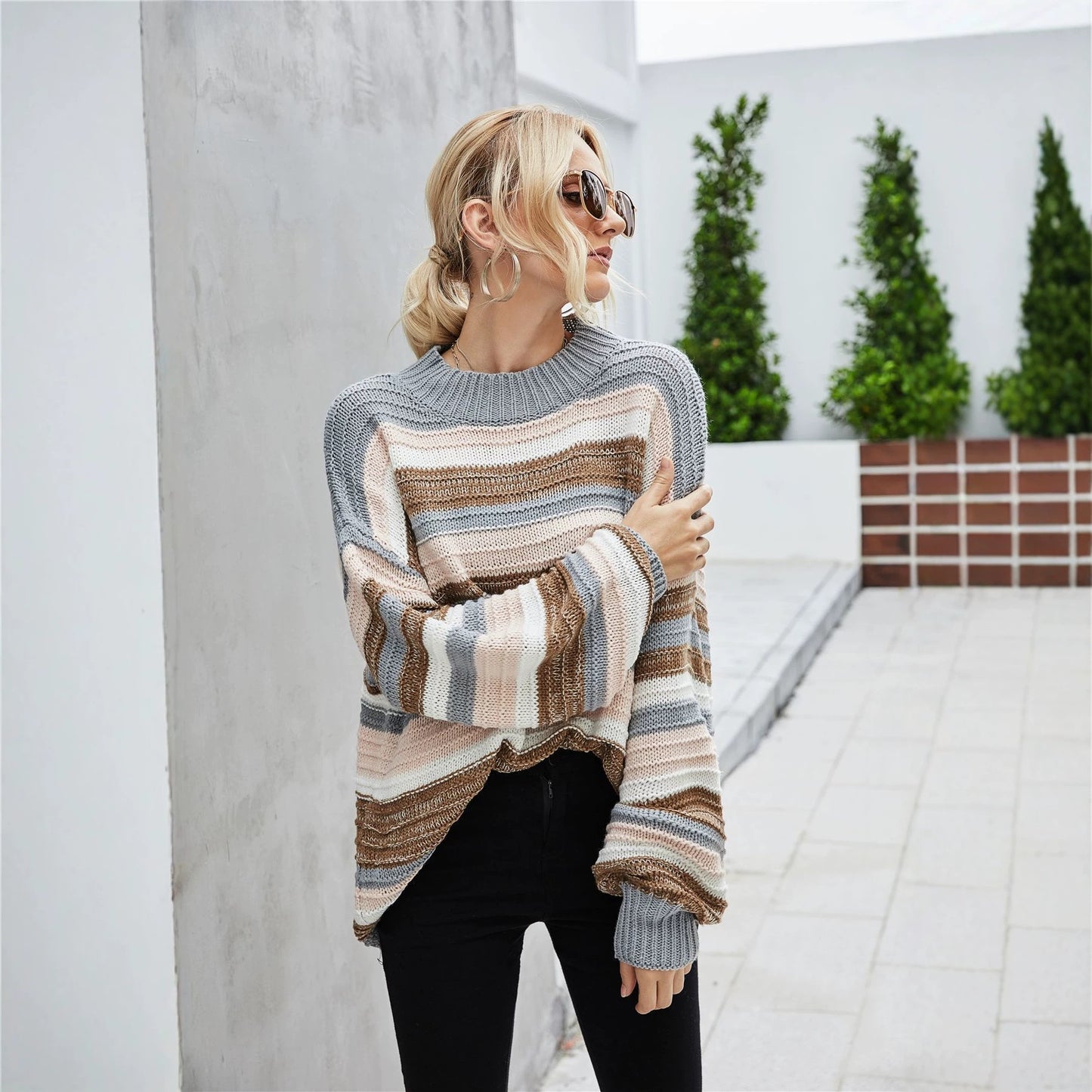 Durable Comfortable Women's Spring Pullover Stitching Sweater