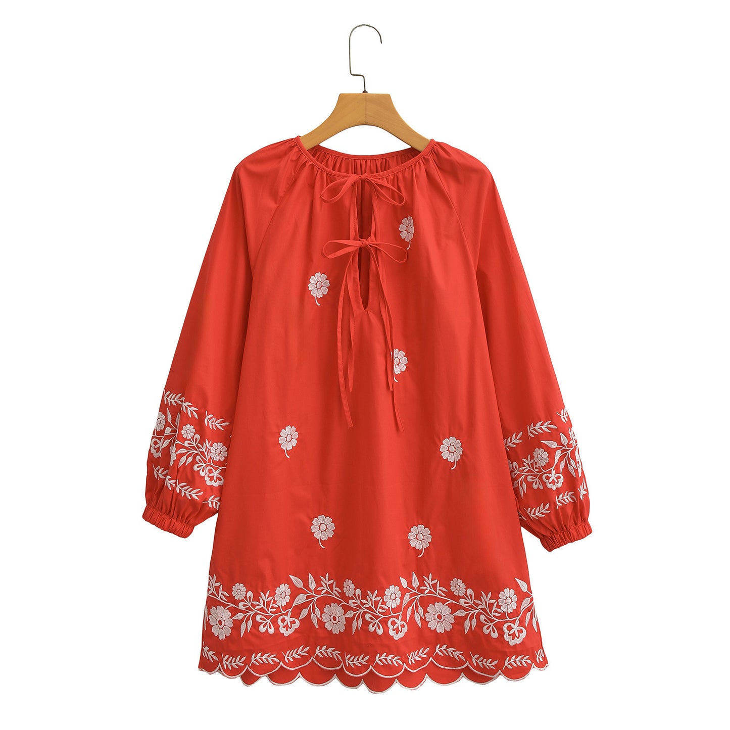Women's Flower Embroidery Casual Long Sleeve Dress Dresses